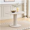 GrandCA HOME Tavolo da Pranzo Rotondo Moderno e Semplice, in Similtravertino Grigio, Diametro 115cm, può Ospitare da 4 a 6 Persone