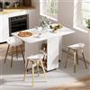 Ztexkee Tavolo da Pranzo Pieghevole Mobile Tavolo Cucina con Ruote con 1 grande mobile e 1 vano aperto per piccoli spazi Sala da pranzo Cucina 120 x 70 x 78 cm Bianco