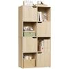 WOLTU Libreria Autoportante, Porta Libri a 8 Cubi, Libreria con 4 Ante | Scaffale Portaoggetti per Soggiorno, Ufficio, Studio, Camera da Letto, in Legno, Rovere Chiaro