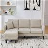 Terahanda Divano angolare a L con chaise longue - Divano a 3 posti, Tessuto in cotone e lino traspirante, Gambe in plastica, Design modulare, Ideale per soggiorni, appartamenti e uffici (Light Brown)