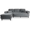 SAMIRA Divano angolare 3 posti con chaise longue sinistra mod. Washington (Velluto, Grigio)