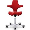 HAG Capisco 8106 Xtreme Poltrona da ufficio, con molla a gas standard, 200 mm, altezza seduta 47 - 65,5 cm, ruote morbide, (argento, Xtreme - EXR079 imbottitura rossa)