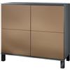 Vladon Credenza Rova V3 - Mobile da cucina moderno con 4 ante Push-to-Open antracite opaco/ottica bronzo (92,5 x 84.5 x 35)