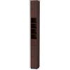 COSTWAY Mobile Bagno Alto Stretto, Mobiletto Colonna Salvaspazio con 1 Cassetto, 5 Ripiani Regolabili e Struttura Antiscivolo, Mobile a Terra per Ingresso, 20 x 20 x 180 cm (4 Ripiani, Marrone)