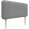 DHOME Testiera Imbottita Liscia Arrotondata in Tessuto Aqualine con Gambe per Parete Acustica Testate Letto Fonoassorbenti Camera da Letto (Grigio, 95cm)