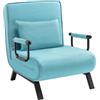 WOLTU Poltrona Relax Reclinabile Convertibile, Divano Letto Trasformabile 3 in 1, con Schienale Regolabile in 5 Posizioni, Cuscino Rimovibile, Seduta Imbottita, 80x74x82cm, Blu