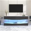 KecDuey Tavola per TV da appendere, con illuminazione a LED, per TV, mobile da appendere a parete, galleggiante, per intrattenimento, console multimediale, per soggiorno (nero-grigio)