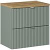 Lomadox Mobile lavabo da bagno, 60 cm, colore verde e rovere