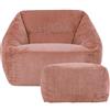 icon Natalia Pouf Poltrona con Poggiapiedi, Rosa, Velluto a Coste, Grande Pouf Sacco con Riempimento Incluso, Comoda Poltrona, Poltrona Sacco, Camera da Letto, Soggiorno, Mobili Soggiorno