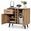 GYMAX Credenza Buffet da Cucina, Mobile Bar con 6 Portabottiglie di Vino, Mobile Contenitore con Cassetto e Ripiani Regolabili, per Soggiorno e Sala da Pranzo, 90 x 40 x 79 cm, Naturale
