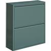 Brigros - Scarpiera Salvaspazio Slim In Metallo Con Ante A Ribalta Modello Emy, Scarpiera 15 Cm Profondità Disponibile In Vari Colori E Dimensioni Per Arredo Casa (Verdone, 2 Ante)