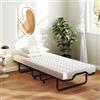 COSTWAY Letto Brandina Pieghevole a Doghe con Materasso in Memory Foam, 200x90 cm, Letto Portatile con 4 Ruote e Struttura Resistente, Carico 130kg, Made in Italy, Onda