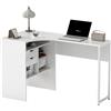 HOMCOM Scrivania angolare con 2 cassetti, 120 x 60 cm, Scrivania a L con 3 scomparti aperti, Tavolo per computer per studiare, lavoro, camera, casa, bianco