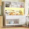 NADEUSAK Mobile alto moderno, 145 x 39 x 171 cm, bianco, con armadio da cucina o armadio da sala da pranzo con cassetto, credenza con ripiano con parete forata