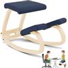 Rjianpo Sedia ergonomica, al ginocchio, per una migliore tenuta, per la correzione delle correzioni, sgabello in legno, per l'ufficio di casa, blu