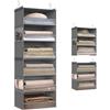 SONGMICS Portaoggetti da Appendere, Organizer Armadio, Divisibile, Pieghevole, Ganci in Metallo e Inserti in Bambù, Grigio Tortora RCH007G01