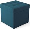 MG Design Pouf contenitore imbottito 45 × 45 cm Blu - capacità ca. 50 L, fino a 300 kg, struttura in legno massiccio, superficie opaca con trama fine, già montato e facile da pulire