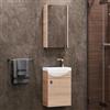 Planetmöbel Set di mobili da bagno lavabo con mobiletto 40 x 60 x 29 cm con armadio a specchio 40 cm per bagno e WC ospiti, rovere Sonoma