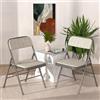 Rcynview Set di 2 Sedie Pieghevoli Imbottite, Beige/Grigio a Righe, Struttura in Metallo, Tessuto, per Campeggio e Giardino