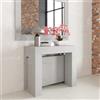 VE.CA.s.r.l. VE.CA - Tavolo Allungabile Kilika, Made in Italy - Console Allungabile con Porta Prolunghe fino a 3 Metri, 14 Posti - Arredo Moderno da Sala da Pranzo, Salvaspazio 90x40x77 (Cemento, 14 Posti)