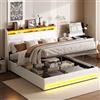 FAAMEPBO Letto imbottito 160x200 con Contenitore idraulico, Letto matrimoniale, Funzionale con testiera, Struttura letto con rete a doghe, PU, Senza materasso