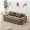 Bladez Divano Modulare Bladez Boneless a 2 Posti in Tessuto di Corda, Seduta Profonda, Divano Letto Senza Montaggio, con Ampie Braccioli e Base Antiscivolo, Divano Loveseat Moderno per Soggiorno, Marrone