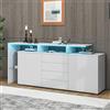 YuQozii Cassettiera, credenza, mobili da soggiorno in bianco lucido, armadietto per soggiorno, mobile TV, parete alta, armadio multiuso, armadio a buffet, sala da pranzo