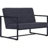vidaXL Divano a 2 Posti con Braccioli Relax Elegante Industriale Moderno Sofa Grigio Scuro in Acciaio e Tessuto Telaio Legno Gambe Acciaio