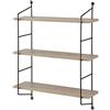 [en.casa] Scaffale da Parete a 3 Ripiani Scaffale da Muro Libreria Pensile con Ripiani Regolabili in Altezza 48 x 15 x 63.5 cm - Effetto Legno/Nero
