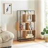 [en.casa] Scaffale da Terra con 3 Scomparti Aperti Libreria Mobile Espositore per Casa Ufficio Negozio 126 x 80 x 33 cm - Effetto Rovere/Nero