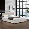 Corium Letto Contenitore con Apertura a Ribalta Letto Francese 140x200 cm Struttura con Spazio di Stoccaggio e Testiera Rivestimento in Velluto a Coste - Beige