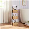 [en.casa] Scaffale con 3 Ceste in Bambù Frontali Decorativi in Effetto Rattan Mobile Contenitore a 3 Livelli per Bagno Cucina Salotto 73 x 23 x 19 cm Nero/Naturale