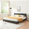 Corium Struttura Letto Imbottito a Testiera Alta Letto Matrimoniale 2 Piazze 160x200 cm Rivestimento in Similpelle - Nero