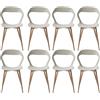 HJhomeheart Set di 8 Sedie da Pranzo Moderne Sedie da Cucina con Gambe in Metallo (Rovere), Sedie da Ufficio in Stile Scandinavo, Design con Schienale Cavo, Beige+Rovere