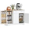 HOMCOM Credenza Cucina con Armadietti, Cassetto, Mobile Cucina con Ripiani Regolabili, Credenza Buffet per Sala da Pranzo, Soggiorno, Stile Moderno, 105x40x83 cm, Bianco