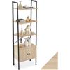 tectake® Scaffale a Scala in Stile Industriale, Quattro Ripiani, Scaffale Salvaspazio, Struttura in acciaio, Libreria da parete per Soggiorno, Mobile Ingresso - Industrial Light - 57,5 x 34 x 173cm