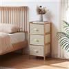 [en.casa] Cassettiera con 3 Cassetti in Tessuto non Tessuto per Camera da Letto Mobile Contenitore Comò Organizzatore in Bambù Guardaroba Bagno 79 x 37 x 35 cm - Naturale/Beige