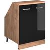 Vicco Mobile cucina sottotetto R-Line, Nero lucido, 60 cm con 2 porte, carcassa 60 cm profondità, per la libera combinazione all'interno di sistemi cucina modulari