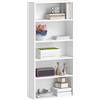 HOMCOM Mobile Libreria a 5 Ripiani con 3 Scaffali Regolabili, Libreria Scaffale Moderna in Legno, 60x24x133.5 cm, Bianco