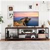 GIANTEX Mobile TV in stile industriale, Panca TV per TV 55/60/65 pollici, con ripiani aperti, cornice in metallo, tavolo TV per camera da letto, soggiorno, marrone rustico, 45 x 40 x 150 cm