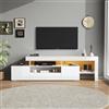 SACOOL Mobile TV 192 x 37 x 53 cm con 3 armadi, supporto per TV e TV con LED, pannello basso lucido e tavolo TV, adatto per TV da 85 pollici, bianco
