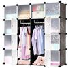 Aufun armadio portatile fai da te,armadio combinato modulare, armadio pieghevole,sistema di scaffali senzasalvaspazio, cubo ideale per riporre libri, giocattoli,file147 x 37 x 147 cm(16cubi, nero)