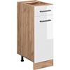 Vicco Mobiletto base per cucina R-Line, Bianco lucido, 30 cm | 1 Cassetto · Senza piano di lavoro · Piedini regolabili in altezza · 1 Anta · ✓ Liberamente combinabile