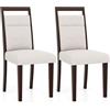 HOMASIS Set da 2 Sedie da Pranzo, Sedie da Cucina con Schienali Inclinati, Sedute Imbottite e Gambe in Legno di Caucciù, per Ristoranti, Soggiorni, Capacità di 150 kg (Beige)