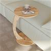 Sugodesign Tavolino rotondo da salotto effetto legno di noce, con ruote, a forma di C, elegante, ideale come piano d'appoggio per divano e poltrona