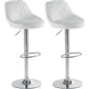 LEADZM Set di 2 sgabelli da bar in poliuretano, regolabili in altezza, girevole a 360°, sedia da cucina, schienale (bianco), Barhocker3465