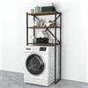 [en.casa] Scaffale Sopra Lavatrice Asciugatrice a 3 Ripiani Sovrastruttura Portabiancheria con Mensole Mobile Organizzatore per Bagno Lavanderia 160x66x34 cm - Effetto Noce