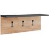 Vicco Appendiabiti con ripiano per cappelli Orlando, Antracite/Rovere dorato, 60 x 21.6 cm, per montaggio a parete con tre ganci in metallo per giacche e borse