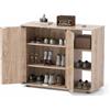 RELAX4LIFE Mobile Porta Scarpe, Organizer per Scarpe in Legno a 3 Ripiani con Ante e 3 Ripiani Regolabili, Moderno Mobile Scarpiera Autoportante per Ingresso, Corridoio, Soggiorno, Armadio (Naturale)