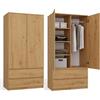 BDW Armadio SS-90, 180 x 90 x 50 cm, moderno armadio | ideale per una camera da letto, corridoio, cameretta dei bambini o ufficio, appendiabiti | (rovere Artisan)